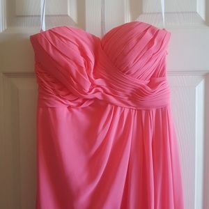 Coral strapless dress